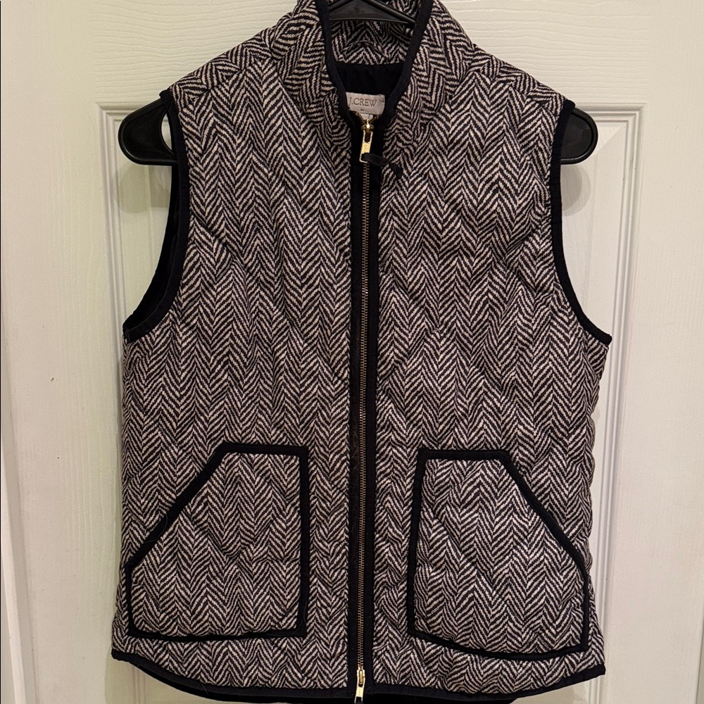 J. Crew Black and White Herringbone Vest